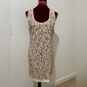 Trina Turk: Multi Color Sequined Ivory Dress by Trina Turk.